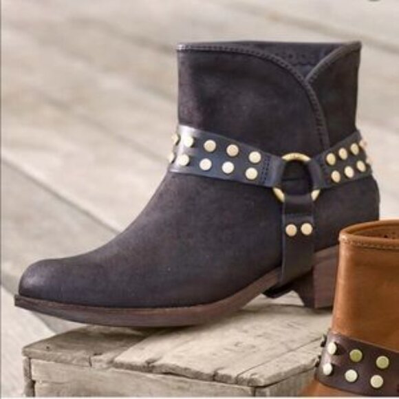 Studded Black Ugg Ankle Boots - Picture 1 of 14